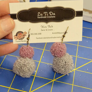 Fuzz Ball Earrings 2"